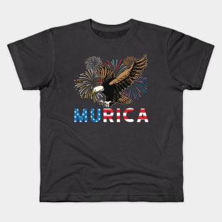 4th of July Eagle Freedom Murica Merica USA Independence Day Kids T-Shirt